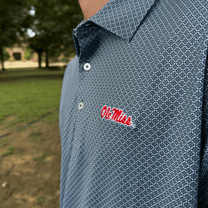 Ole Miss Alumni Association + Genteal Navy Diamond Lattice Printed Performance Polo